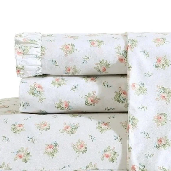 Laura Ashley ~ Twin XL ~ Roseford Ruffled Hem ~ 3 Pc. Sheet Set